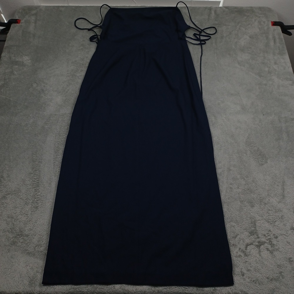 BHLDN Dress Womens 8 Blue Strap Halter Bridesmaid‎ Maxi Long Evening Sleek - Picture 5 of 9